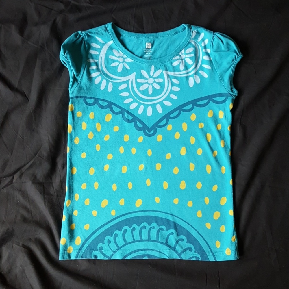 Used Tea Collection Girls Teal Capped Sleeve Top